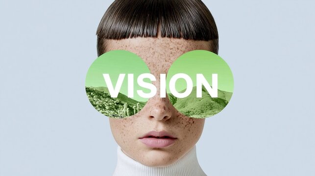 Vision concept with futuristic editorial portrait