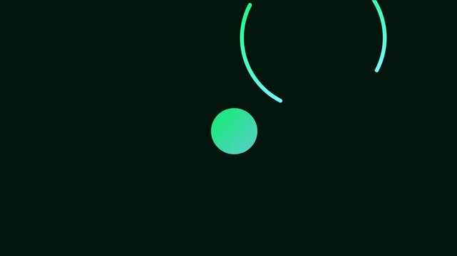 Abstract neon loading spinner animation with glowing green circle and circular progress path on dark 4k background