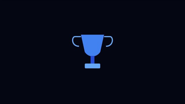 Animated blue trophy representing success, achievement, and victory for business and sports presentations animation 4k