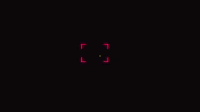 Digital camera autofocus overlay with red targeting frame and hud animation 4k viewfinder
