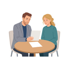 Fototapeta premium Professional Meeting Between Consultant and Client Discussing Business Documents