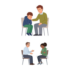 Obraz premium Professional Psychologists Providing Support and Mental Health Counseling Sessions to Anxious Children
