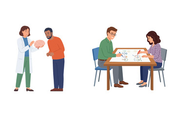 Obraz premium Diverse Professionals Engaging in Medical Consultation and Collaborative Brainstorming Sessions for Research Analysis