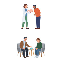 Obraz premium Professional Medical Consultation and Mental Health Therapy Sessions with Patient Counseling and Brain Science Education