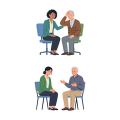 Fototapeta premium Professional Mental Health Counseling Sessions Between A Therapist And An Elderly Senior Patient During Clinical Therapy