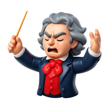 PNG Animated conductor passionately leading orchestra.