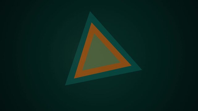 Abstract triangle shape rotating against a dark green gradient background