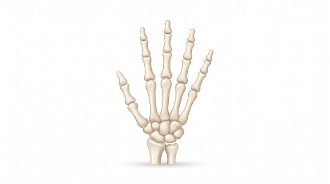 Human hand skeleton anatomy illustration isolated on white background