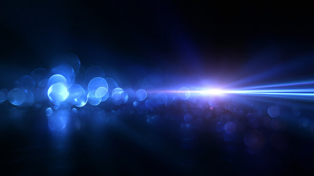 Abstract Blue Lens Flare and Bokeh Background