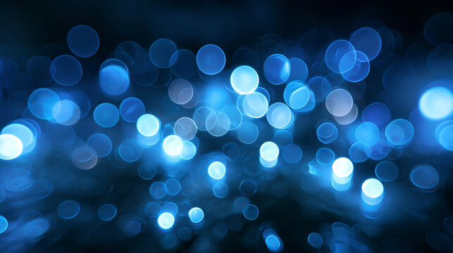 Abstract Blue Bokeh Lights Background with Glowing Circles