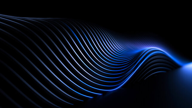 Abstract Futuristic Blue Wave Technology Background