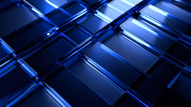 Abstract Futuristic Blue Glass Grid Technology Background