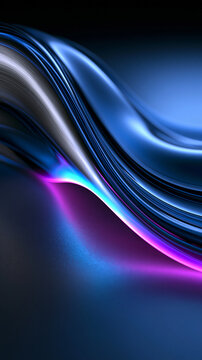 Abstract Futuristic Dynamic Flowing Wave Background with Neon Lights