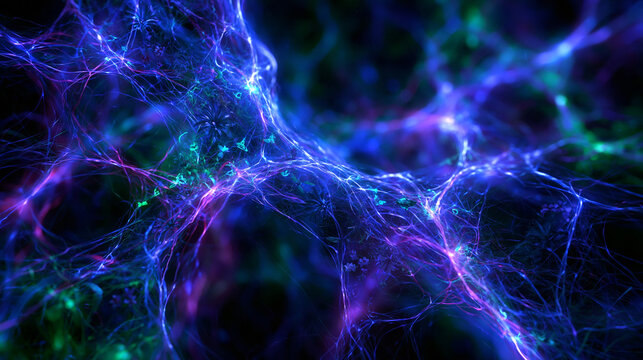 Abstract Glowing Neural Network Representing Artificial Intelligence and Technology