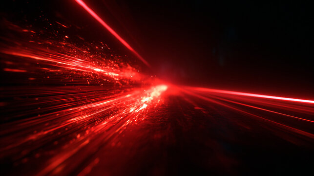 Abstract Red Light Trails Representing High Speed and Data Transfer