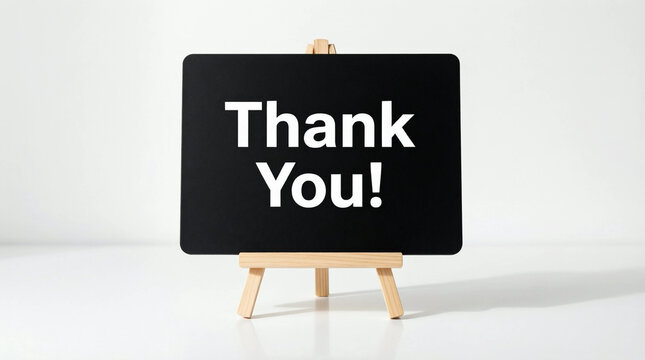Thank You message displayed on blackboard on wooden easel for business or customer service appreciation