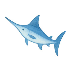 Fototapeta premium PNG Watercolor swordfish marine illustration.