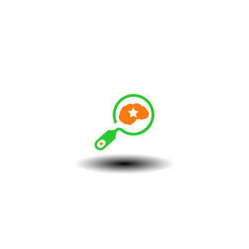 Vector illustration of magnifying glass brain star. Symbol of talent search. Icon of talent acquisition.