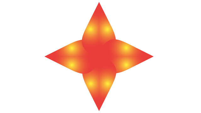 PrintAbstract Orange Gradient Four Point Star Geometric Shape Isolated on White Background