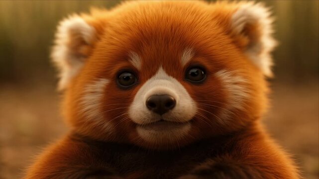 Baby Red Panda (Ailurus fulgens) opens and closes its cute eyes