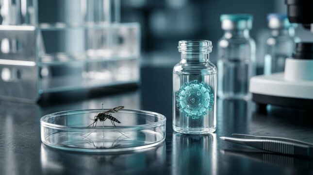West Nile Virus Research with Mosquito Specimen and Viral Sample in Laboratory Environment