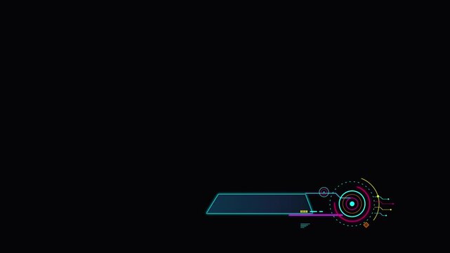 Futuristic Cyberpunk Lower Third Animation with Glowing Neon HUD Elements