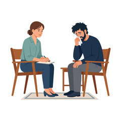 Fototapeta premium Professional Psychological Counseling Session with a Crying Patient in a Therapy Office