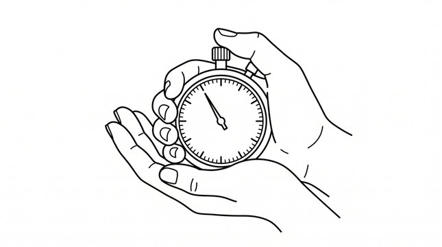 Hands holding a stopwatch showing time passing