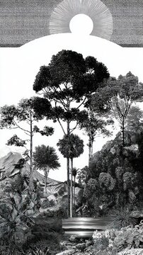 Monochrome forest landscape mobile wallpaper