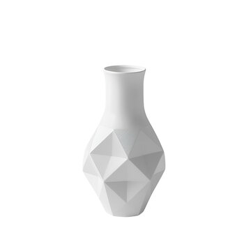 Multifaceted white geometric sculpture vase