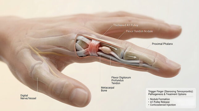 Transparent Human Finger with Trigger Finger and Flexor Tendon Entrapment