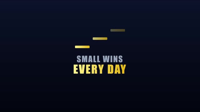 Small wins every day: motivational typography animation for business growth and personal development success 4k