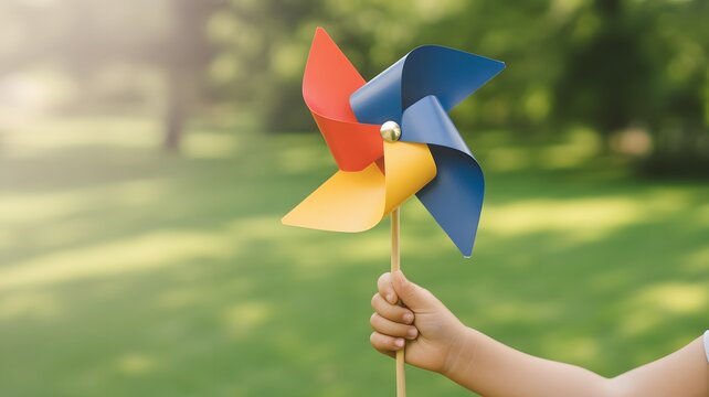 Close-up of tricolor paper pinwheel