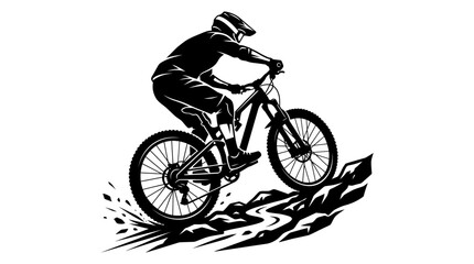 Naklejka premium Mountain Biker Downhill Vector Illustration