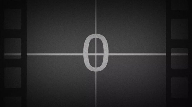 5 to 0 second old film countdown animation. Retro vintage countdown opening film project. 4K Video