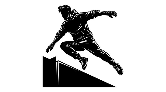 Parkour Athlete Jumping Vector Illustration