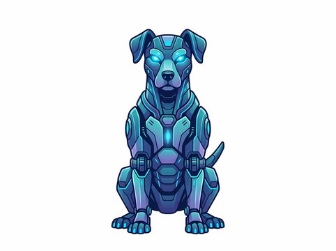 Futuristic cybernetic robotic dog with glowing blue eyes 1.