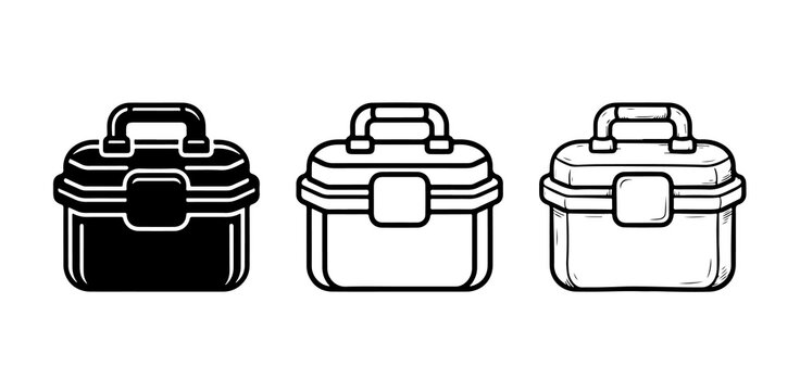 Minimalist toolbox icon set vector illustration with three styles