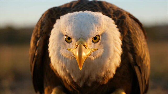 Bald Eagle (Haliaeetus leucocephalus) Close Up Intense Gaze