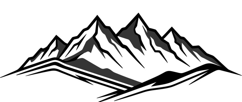 Stylized Mountain Range Peaks Isolated