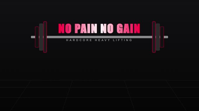 No pain no gain hardcore heavy lifting workout motivation animation 4k