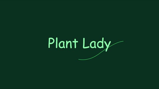 Plant lady typography title card for gardening and botanical animation 4k botany
