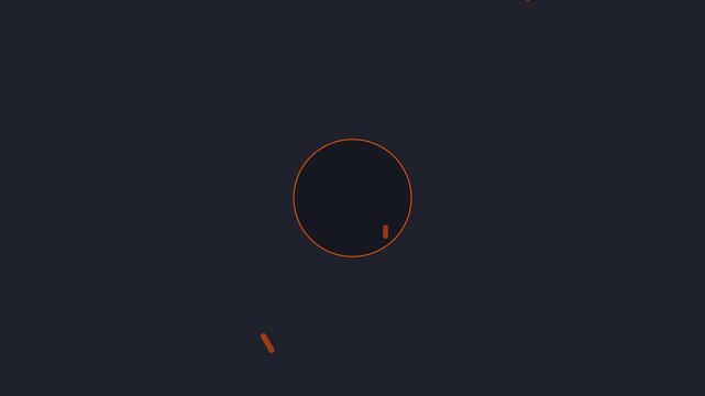 Minimalist loading spinner animation with rotating orange circle and dash on dark 4k background progress