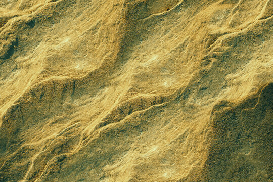 Green Weathered Sandstone Rock Texture with Natural Layered Relief