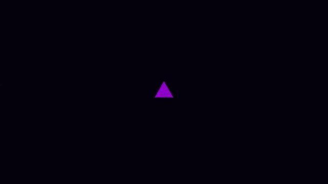 Minimalist purple triangle animation with pulsing green circular loading ring 4k motion