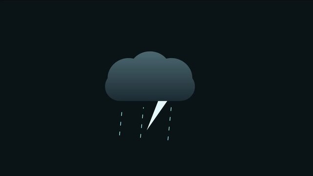 Minimalist rain cloud animation, weather motion on dark 4k background, motion minimalist