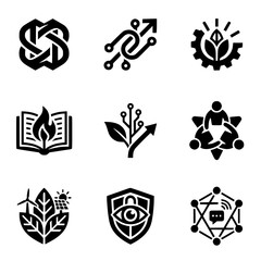Fototapeta premium Set of modern flat style vector technology and ecology icons