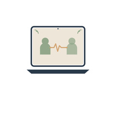 Fototapeta premium Online Therapy Video Call Icon with Heartbeat Connection