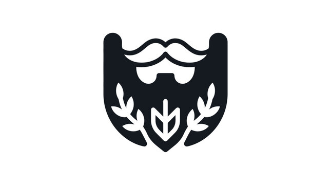 Minimalist Beard Logo Design with Wheat Stalks