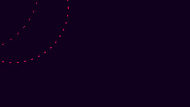 Minimalist abstract animation 4k background, with rotating pink, dashed circles and, geometric motion